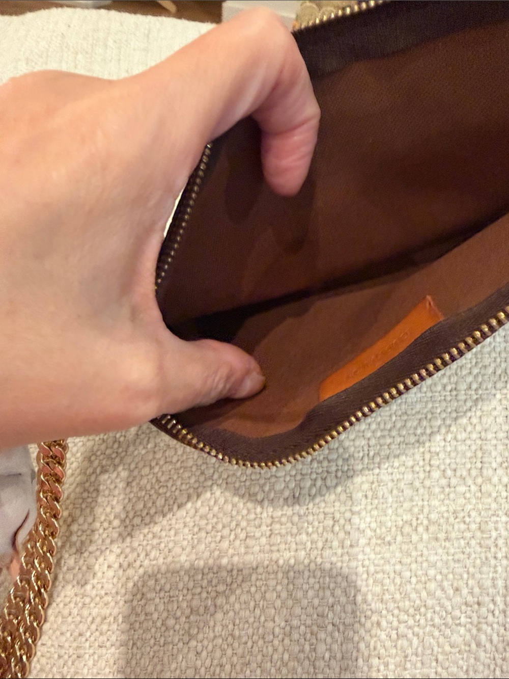 Louis Vuitton Monogram Mini Pochette w Pink Flower Charm/ Chain Both Unbranded. - Picture 7 of 9